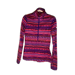 Nike Pro Half Zip Pullover Orange Purple Pink Sweater Print Small Gym Running